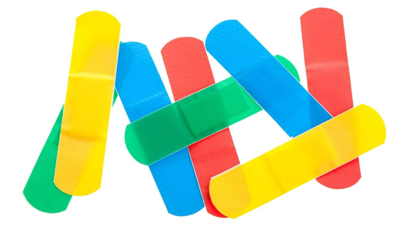 Multi coloured band aids